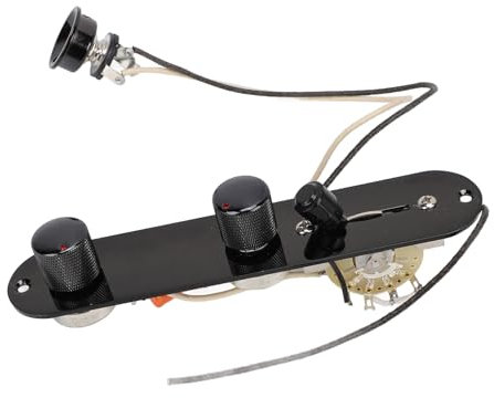 Gavigain Telecaster Prewired Control Plate 5 Way Switch Sturdy Metal Easy Install Upgrade for Electric Guitar Tone (GE234 (negro))