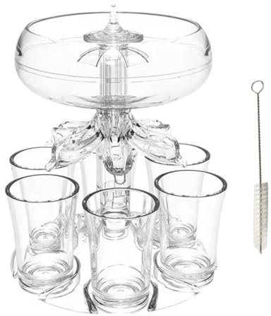 Gvvsjgdbis Distributore di vino e liquori a 6 bicchieri con supporto per dispenser di vino, Whisky e Birra