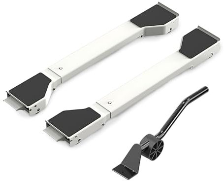 Kingbar Waschmaschine Rollen Untergestell Mit Bremsen Und Hebeleisen, Verstellbar 50-71cm, Bären Last 300 KG, Möbelroller Für Kühlschrank, Trockner, Gefrierschrank Und Geschirrspüler, White