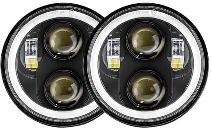 DKPMWD Phare Moto Lot 2 Projecteurs Phares À LED 5,75 Pouces pour Triumph pour Rocket III 3 Et pour Speed Triple Et pour Street Triple 5 3/4 Phare Moto LED(40W Halo Black)