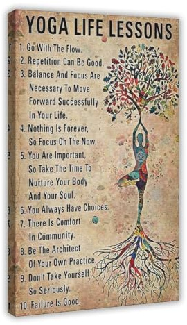 NEOHI Leinwandbild, Poster und Drucke, Motiv: Yoga Yoga Life Lessons Namaste Chakra, ästhetische Raumdekoration, Schlafzimmer, Büro, 30 x 45 cm