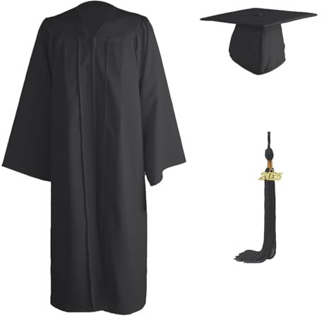 Akgukrseh Graduation Gown and Cap for Adults 2025,UK University Phd Graduation Gown Graduation Robe and Hat Graduation Hat Graduation Outfit for Men Graduation Gifts for Him 2025 (Black,48)