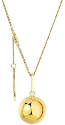 HUANGBONIG Collar de bola de frijol dorado, accesorios con capucha para mujer, cadena personalizada, color dorado