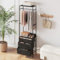 GOPLUS Portant à Vêtements avec Tiroirs et Etagères, Porte Manteau Vestiaire en Métal, Penderie Style Industriel pour l’Entrée, Chambre, Dressing 55x28x176cm (Noir)