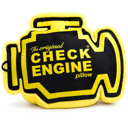 Check Engine Auto Plüschkissen im lustigen Motor-Design | Deko-Kissen für Sofa, Büro & Sitz, kuscheliges Geschenk für Autofahrer, Auto-Fans & Tuning-Fans, in Mini, Mittel & XXL