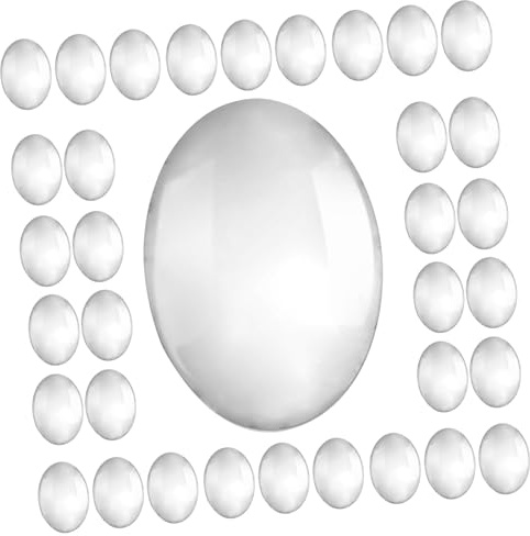 WOONEKY 30 Stück Teiliges Transparentes Glas Nagellack Farbkarte Oval Geformte Nail Art Display Perlen Langlebig und Leicht für professionelle Maniküre und DIY Nagelkunst Präsentation