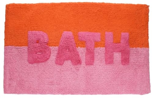 Dotcomgiftshop Badematte 'Bath' ca. 80 x 50 cm orange/pink Badteppich