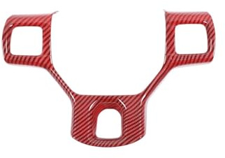 Car Interior Accessories Steering Wheel Trim Decotation Cover Sticker For Dodge For RAM 2010 2011 2012 2013 2014 2015 2016 2017 MZEER(Red Carbon Fiber)