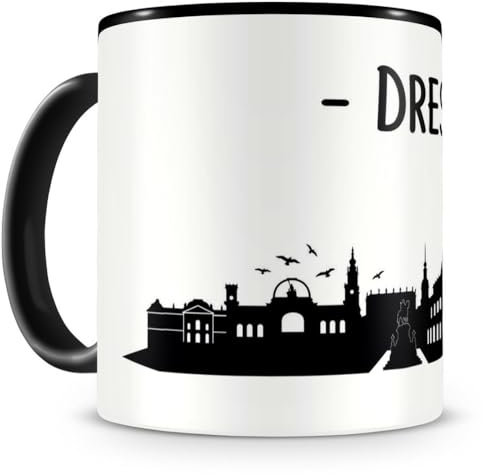 skyline4u Tasse mit Dresden Skyline für Kaffee oder Tee 300ml schwarz