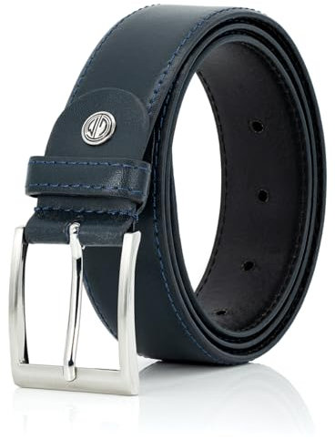 LINDENMANN Gürtel Herren Vollledergürtel aus Rindleder, 35 mm breit, kürzbar, Gürtel Herren XXL, marine, Farbe/Color:blau, Size US/EU:Bundweite 85 cm Gesamtlänge 100 cm W 33.5 M