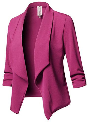JIER Damen Blazer Damen Anzugjacke Damenanzüge Elegante Business Büro Jäckchen Anzug Casual Kurzblazer Mantel Jacke Slim Fit Anzug Trenchcoat (Rose Rot,small)