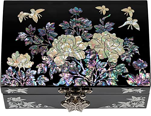 February Mountain Mother of Pearl Small Jewelry Box with mirror lid, Jewelry Storage Organizer for Earring, Necklace, Rings, Bracelet & Accessories Gift ideas for women who have everything