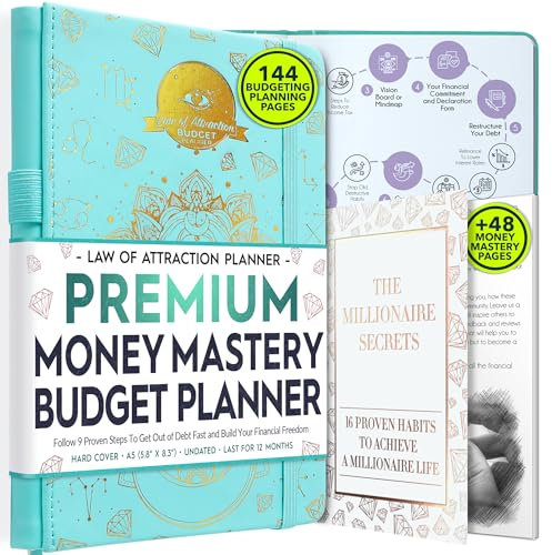 Undated Monatsplaner und monatlicher Rechnungs-Organizer – Eine 12-monatige Reise zur finanziellen Freiheit, monatlicher Budgetbuch-Planer, Law of Attraction Planner
