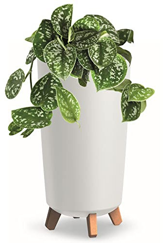 Pot de Fleurs Pieds Haut Tube jardini?re Rond 24 cm bac ? Fleurs Mat Blanc en Plastique