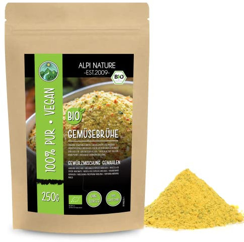 Miscela di condimento per brodo vegetale biologico 250g, sale per condimento per zuppa biologico, per brodo vegetale, 100% naturale, ingredienti biologici, senza additivi artificiali