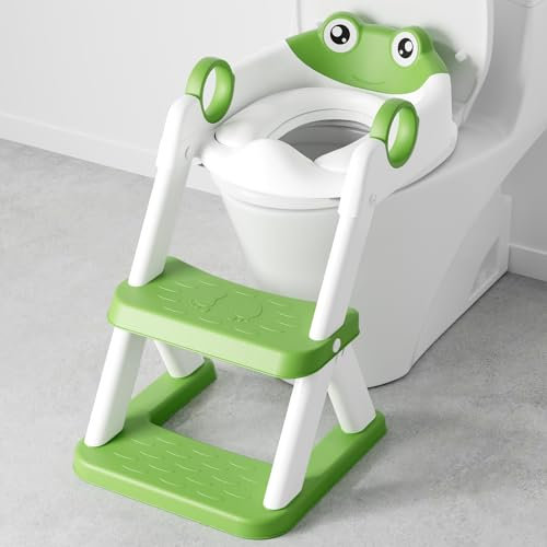 COOSEYA Grenouille Reducteur Toilette Enfant, Réducteurs de Toilettes Bebe, Adaptateur Wc Enfant 2 en 1 Pour GarçOns et Filles, avec Protection Anti éClaboussures