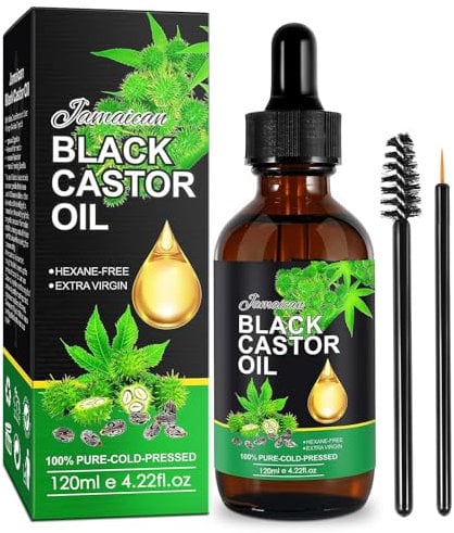Jamaican Black Castor Oil, Black Castor Oil, 100% Pure Natural Castor Oil Organic, Treatment for Damaged Hair & Dry Skin, Cold Pressed Oil for Hair Growth, Eyebrows, Eyelashes, Nails and Skin (120ml)