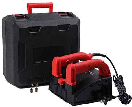 ECUTEE Fresa elettrica per calcestruzzo, 1200 W, fresatrice per muri, fresatrice per intonaco, fresa da parete, fresatrice per intonaco, pialla a parete, regolazione della profondità di 1-4 mm, con