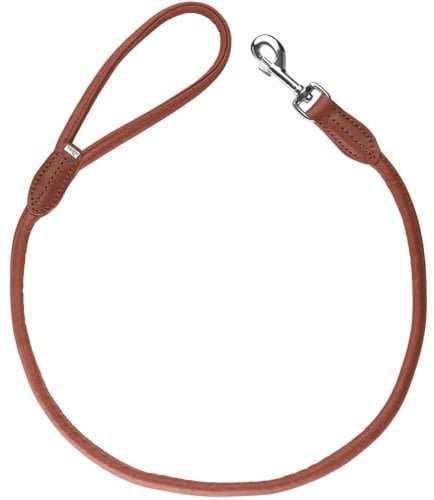 HUNTER Hundeführleine Round & Soft Canadian UP, Farbe: Cognac, weiches, geschmeidiges Leder, Handschlaufe, rundgelegt, nachhaltig, Made in Germany, Größe: 10/100