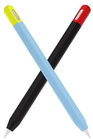 Mizi (2 Pack) Apple Pencil USB-C (2023) Case Cover Premium Silicone Sleeve Skin, USB Charging/Double Tap & Attaching Magnetically - (Black/Blue)