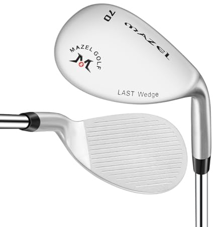 MAZEL Golf Wedges 68,70,72 Degree Golf Lob Wedge 35 Inch Right Handed, QPQ Black,CNC Milled Face Sand Wedge Golf Club for Men (Silver, RH 70D)