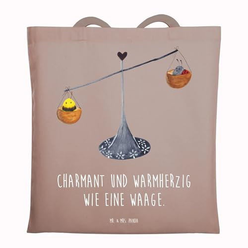 Mr. & Mrs. Panda Tragetasche Sternzeichen Waage - Geschenk, Einkaufstüte, Stoffbeutel, Biene, Badetasche, Geschenk September, Shopper, Horoskop,