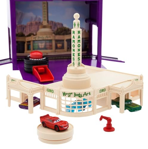 Disney Store Official Ramone's Body Shop Disney Pixar Cars On-the-Go Play Set, 12 Pc., Toy Kit Includes 2 Mini Die Cast Cars Lightning McQueen and Ramone, 1 Toolbox Case & More - Suitable for Ages 3+