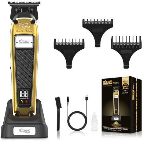 DSP Professioneller Bartschneider für Männer, schnurloser Trimmer für Herren, Barbier, BLDC-Motor & DLC-beschichtete abnehmbare Klinge, Glatzenkopf-Clipper für Männer