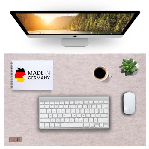 kontor28 - Schreibtischunterlage, Tischauflage Mauspad 59x42 cm upcycling-PET Filz: waschbar, wasserdichte Tischunterlage, Laptopunterlage für Büro/Homeoffice. Made in Germany, Farbe Beige