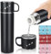 Stainless Steel Water Bottle, Insulated Travel Mug with Leakproof Cup Lid & Handle, 550ml Double Walled Drink Flasks Leakproof Keep Drinks Hot Cold(Black)