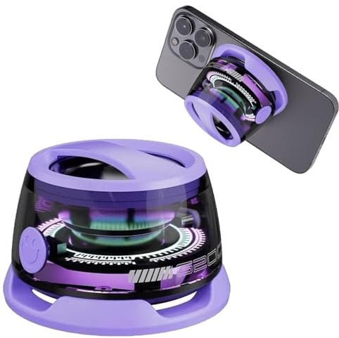 Tugeem Multifunctional Magnetic Bluetooth Speaker, G200 Mini Portable Bluetooth Speaker, 5W Waterproof Wireless Magnetic Speaker with Multi-RGB Light, Phone Stand Speaker for Travel,Outdoor (Purple)