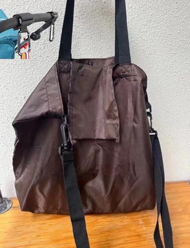 Pawleso Kinderwagentasche, Einkaufstasche für Kinderwagen, 44×34×12 cm, Faltbar Baby Buggy Organizer, Leicht Tasche groß Wickeltasche mit Tragegriff und kleinem Fach (Dunkelbraune)