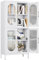 Aobabo Metal Office Storage Cabinet with 4 Doors and 2 Adjustable Shelves - 155H White Glass Doors Display Storage Cabinets for Office,Kitchen,Home (White, 155H-Glass 4 Door)