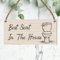 Funny Toilet Sign - Best Seat in The House Hanging Bathroom Plaque - Rustic MDF Wall Decor - Humorous Restroom Door Sign for Home, Guest Bathroom, Hotels & Offices