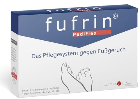 Schweißfüße Salbe bei Fußgeruch | Anti Schweißfuß Mittel | Inklusive Socken (One Size) Fufrin® Fußpflegesystem | 2er Set