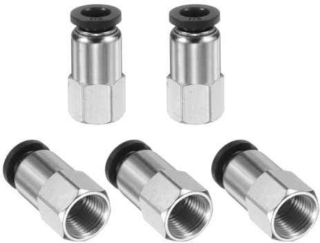 QUARKZMAN 5 Stück Push-to-Connect-Fittings PCF1/4-N01 Schwarz | 1/4 Rohraußendurchmesser x 1/8 NPT-Gewinde weiblich gerade, pneumatische Rohrverschraubungen, Schnellanschluss-