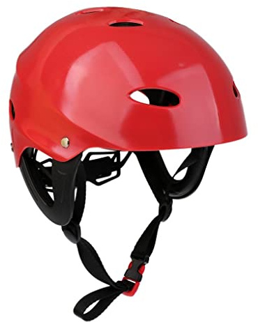Casco de deportes acuáticos aprobado por la CE para kayak, canoa, vela, patineta, remo, con carcasa de ABS, forro de EVA, talla L, color rojo