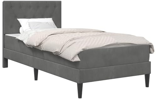 vidaXL Bettgestell mit Matratze Dunkelgrau 100 x 200 cm Samt, Stylische Schlafzimmermöbel, modernes Bett mit Matratze, weicher Rahmen, rechteckiges Design, einfacher Aufbau