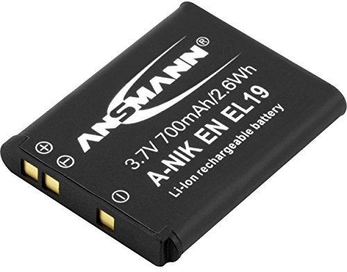 ANSMANN Li-Ion Akku A-Nik EN EL 19 3 7V / Typ 700mAh / Leistungsstarke Akkubatterie für Foto Digitalkameras - der perfekte Ersatzakku für Nikon Digicam uvm.