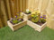 Corner Garden Wooden Decking Planter Plant Pot - Steps Herb Flower Timber Patio (Natural)