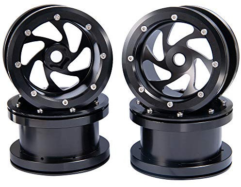 ZuoLan XUNJIAJIE 4 Stück 2.2 Zoll RC Felge Felgenringe Beadlock Felgen für 1/10 Crawler Truck Modell-Auto Axial Wraith (Schwarz)