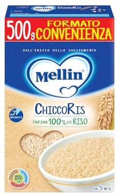 Mellin - ChiccoRis - Alimento con Vitamina B1 a base di Farina di Riso, per Bambini dal 5° mese Compiuto - Confezione da 500gr