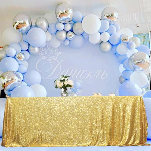 Eternal Beauty Pailletten-Tischdecke, rechteckige eckige Pailletten-Tischdecke für Geburtstagsdeko, Party, Kuchen, Dessert, glitzernde Pailletten-Overlay (Gold, 127 x 183 cm)