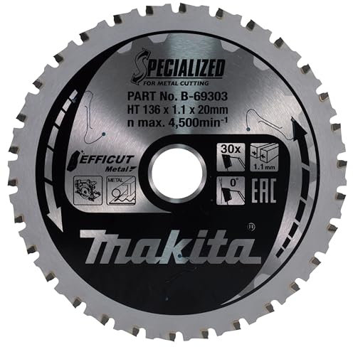 Makita Efficut B-69325 Saw Blade Metal Aluminium for Cordless Metal Circular Saws (150 x 1.1 x 20 mm, 33 Teeth)