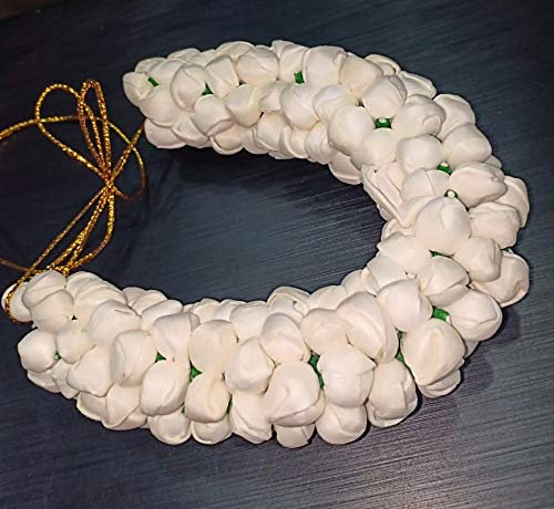 Traditionelle indische Haar-Accessoires, weiße Gajra, künstliche Blume, Schmuck, handgefertigt, Veni-Tiara für Frauen, Partykleidung, Braut-Mehndi-Haarknoten
