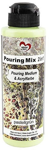 Ideen mit Herz Pouring Mix 2in1 | Pouring Medium & Acrylfarbe | 180 ml | kein weiteres Mischen mit Fluid, Medium oder Silikonöl erforderlich (pastellgrün)