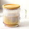 Lysenn Iridescent Glass Coffee Mug with Lid - Premium Classical Vertical Stripes Glass Tea Cup - for |Latte|Tea|Chocolate|Juice|Water| - Unleaded - Bamboo Lid - 12.5 Ounces