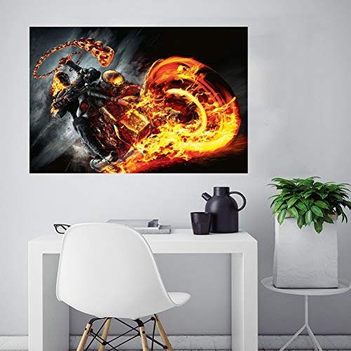 N / A Dekorative Drucke aus Leinwand Ghost Rider Marvel Movie Leinwand Malerei Nordic Poster und Drucke Dekorative Wandkunst Bilder für Wohnzimmer Home Decor HD-40x60cm