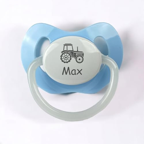 Schnuller Baby mit Traktor Doppelpack 2 Stück mit Gravur personalisiert. Dein Text, Nip aus Silikon personalisieren. Für den zukünftigen Landwirt