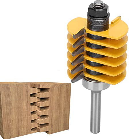 Mxzzand Reversible Finger Joint Router Fräser Fräser Einstellbarer 8 mm Schaft Finger Joint Klebeverbindung Fräser für die Holzbearbeitung
